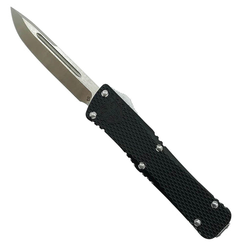 Cobra Tec Knives MKMDNS Mini Mamba  2.25 Drop Point Plain D2 Steel Black Aluminum Handle OTF
