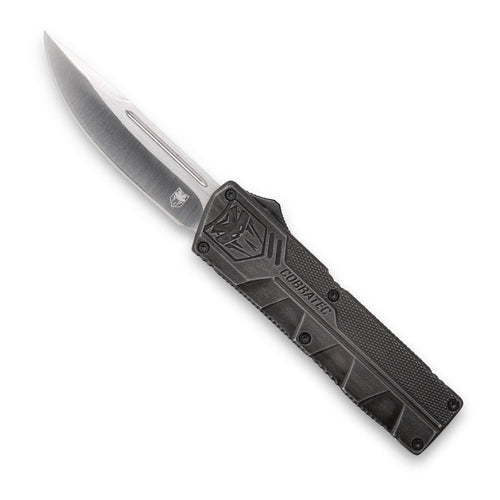 Cobra Tec Knives SWCTLWDNS Lightweight  3.25 Drop Point Plain D2 Steel Stonewashed Aluminum Handle OTF