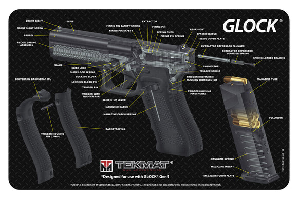 TekMat TEKR17GLOCKCA Original Cleaning Mat  Glock 3D Cutaway 11