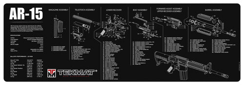 TekMat TEKR36AR15 Original Cleaning Mat  AR-15 Parts Diagram 12 x 36 Black