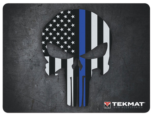 TekMat TEKR20PUNISHER Ultra Premium Cleaning Mat  Blue Line Punisher Skull 15 x 20