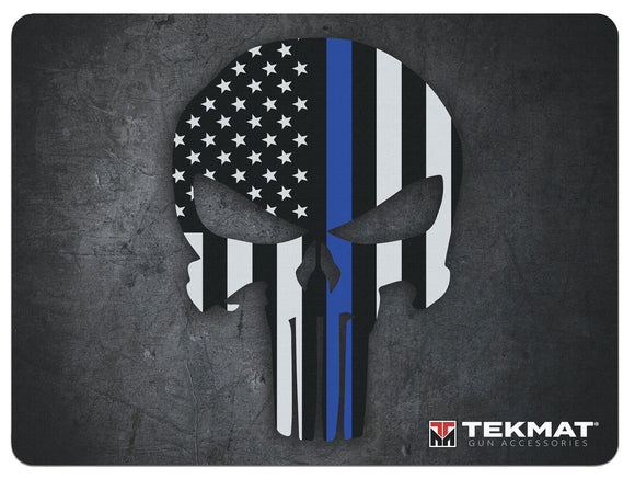 TekMat TEKR20PUNISHER Ultra Premium Cleaning Mat  Blue Line Punisher Skull 15