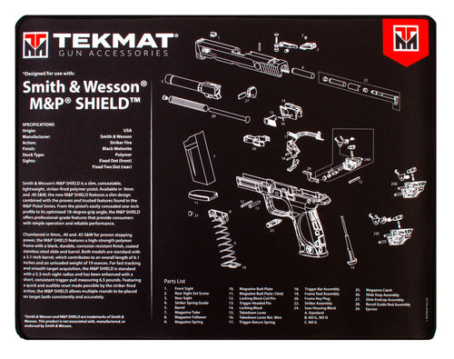 TekMat TEKR20SWMPSHIELD Ultra Premium Cleaning Mat  S&W M&P Shield Parts Diagram 15 x 20