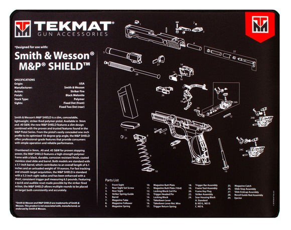 TekMat TEKR20SWMPSHIELD Ultra Premium Cleaning Mat  S&W M&P Shield Parts Diagram 15