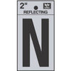 Address Letters, N, Reflective Black/Silver Vinyl, Adhesive, 2-In.