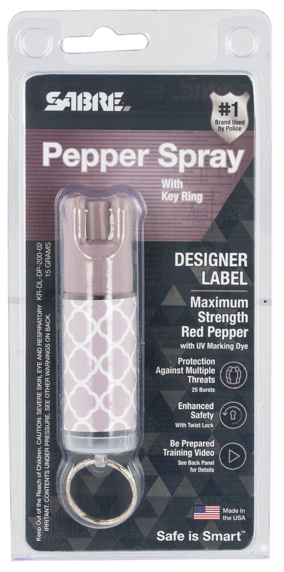 Sabre KRDLDP20002 Designer Key Ring Pepper Spray OC Pepper 10 ft Range