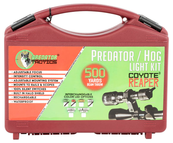 PREDATOR TACTICS INC 97526 Coyote Reaper Rifle Edition Kit Red/Green/White LED 18-650 Battery Black