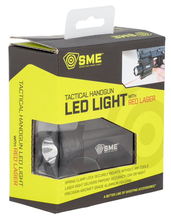 SME SME-WLLP Tactical Handgun Light White Cree LED 250 Lumens CR-123 Battery Black Aluminum with Red Laser