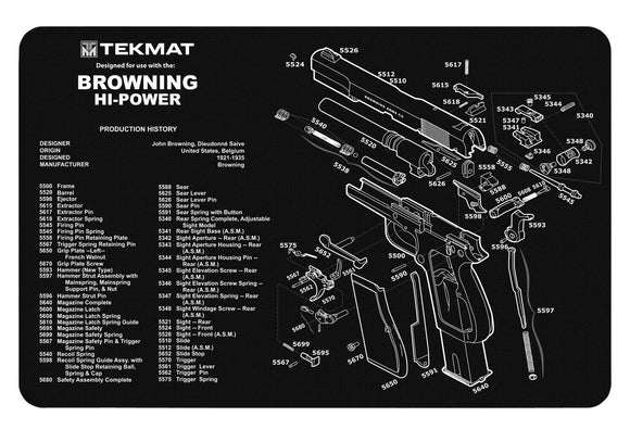 TekMat TEKR17BROWNINGHP Original Cleaning Mat  Browning Hi-Power Parts Diagram 11