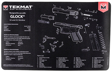 TekMat TEKR17GLOCK4243 Original Cleaning Mat  Glock 42/43 Parts Diagram 11