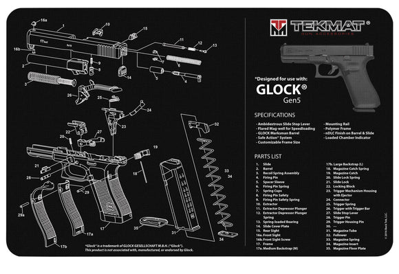 TekMat TEKR17GLOCKG5 Original Cleaning Mat  Glock Gen5 Parts Diagram 11