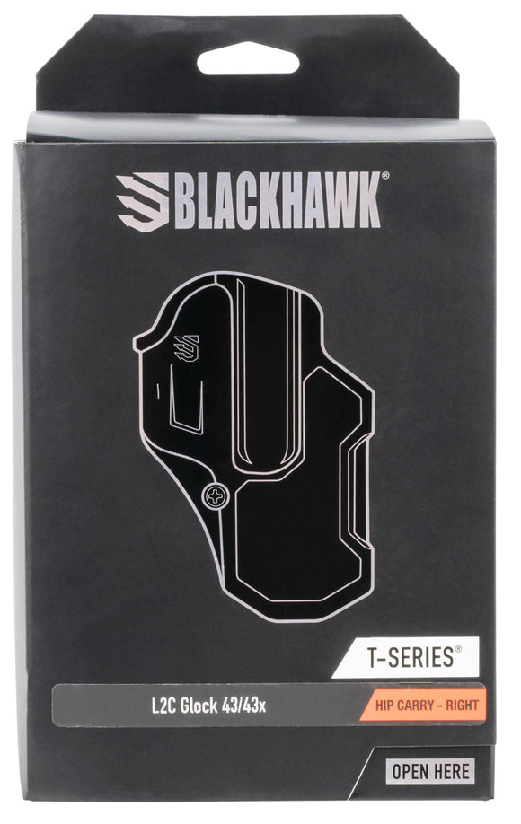 Blackhawk 410768BKR T-Series L2C Black Matte Polymer OWB Glock 43,43x/Kahr PM 9,40 Right Hand