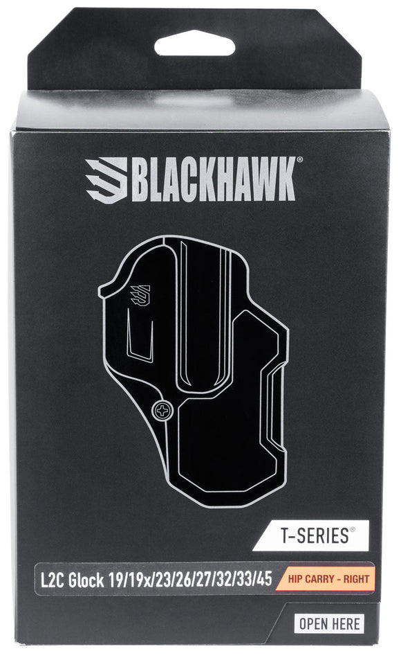 Blackhawk 410701BKR T-Series L2C Black Matte Polymer OWB Glock 19,23,26,27,32,33,45 Right Hand