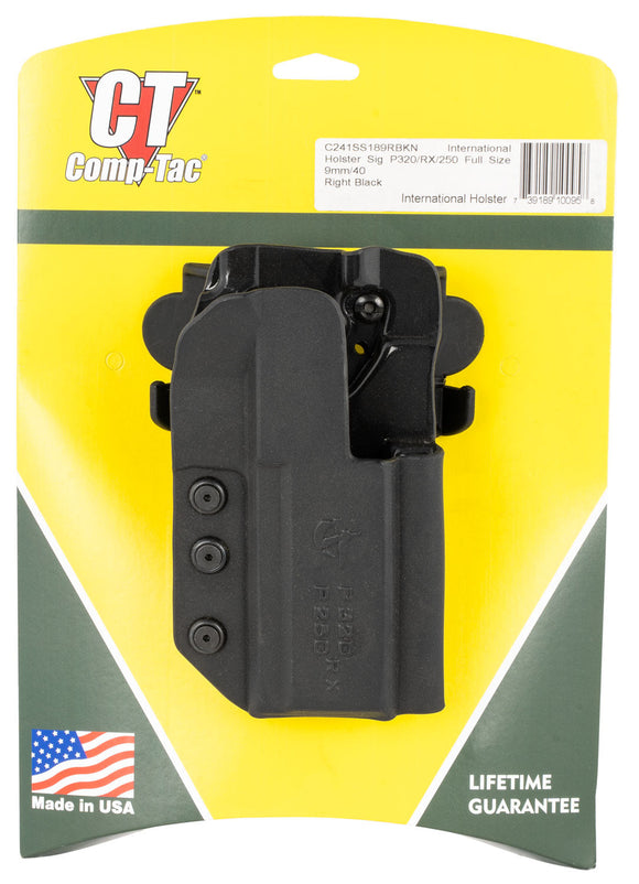 Comp-Tac C241SS189RBKN International  Black Kydex OWB SIG P320, RX, 250 Compact Right Hand