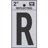 Address Letters, R, Reflective Black/Silver Vinyl, Adhesive, 2-In.