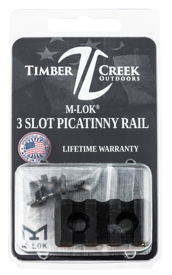 TIMBER CREEK OUTDOOR INC M3SPRBL M-Lok Picatinny Rail  AR-Platform 3-Slot Black Hardcoat Anodized