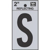 Address Letters, S, Reflective Black/Silver Vinyl, Adhesive, 2-In.