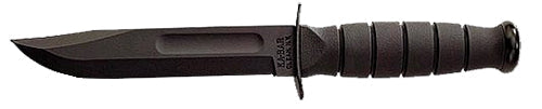 Ka-Bar 1256 Short Fight/Utility 5.25 Clip Point Plain 1095 Cro-Van Kraton G Black Handle Fixed