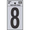 Address Numbers, 8, Reflective Black/Silver Vinyl, Adhesive, 2-In.