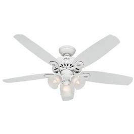 Builder Plus Ceiling Fan with Light, White With Marbled Glass, 5 Blades,  52-In.