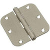 Door Hinge, Interior, Round-Edge, Satin Nickel, 3-In.