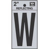 Address Letters, W, Reflective Black/Silver Vinyl, Adhesive, 2-In.
