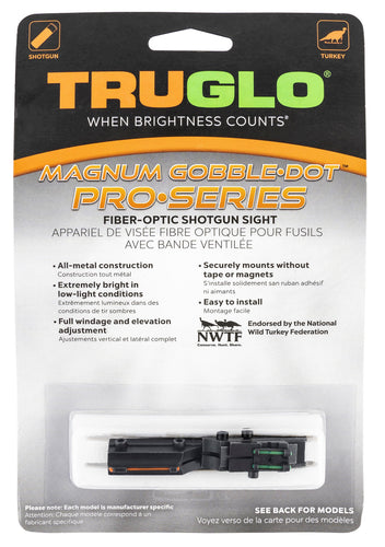 Truglo TG944A Pro Magnum Gobble-Dot Browning Maxus, Silver Red/Green Fiber Optic Black 1/4 Rib