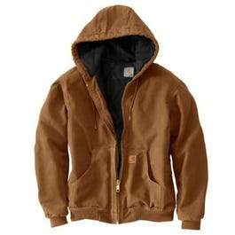 Active Quilted Flannel-Lined Jacket With Hood, Brown, Small