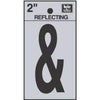 Address Letters, &, Reflective Black/Silver Vinyl, Adhesive, 2-In.