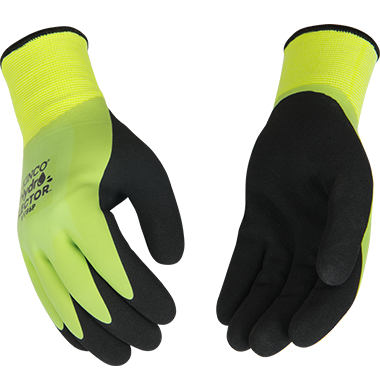 Kinco HYDROFLECTOR™ WATERPROOF HI-VIS GREEN LINED THERMAL KNIT SHELL & DOUBLE-COATED LATEX (XL)