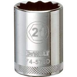 Metric Shallow Socket, 12-Point, 1/2-In. Drive, 21mm