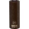 Metric Deep Impact Socket, 6-Point, Black Oxide, 1/2-In. Drive, 21mm