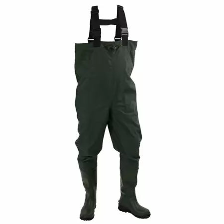 Frogg Toggs 2715243-10 Men's Cascades 2-Ply Poly/Rubber Cleated Bootfoot Chest Waders-Green