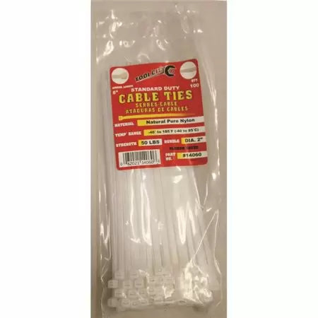 Tool City 8 in. L White Cable Tie 100 Pack (8.1, White)