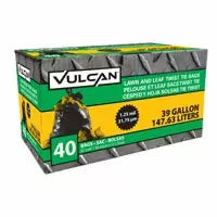 Vulcan Heavy Duty Lawn And Leaf Bag With Ties, Black, 39 Gallon (39 Gallon)