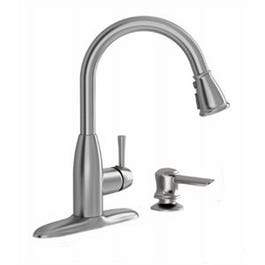 McKenzie Pull Down Kitchen Faucet With Soap Dispenser, Stainless Steel