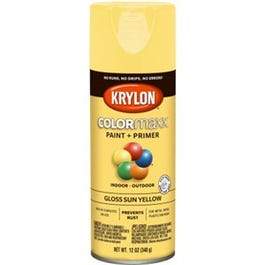 COLORmaxx Spray Paint + Primer, Gloss Sun Yellow, 12-oz.