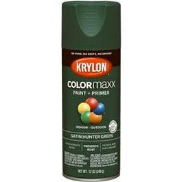 COLORmaxx Spray Paint + Primer, Satin Hunter Green, 12-oz.