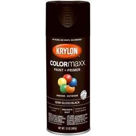 COLORmaxx Spray Paint + Primer, Semi-Gloss Black, 12-oz.