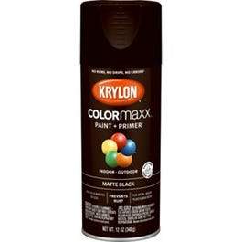 COLORmaxx Spray Paint + Primer, Matte Black, 12-oz.