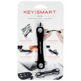Compact Key Holder, Black Plastic, Holds 8 Keys