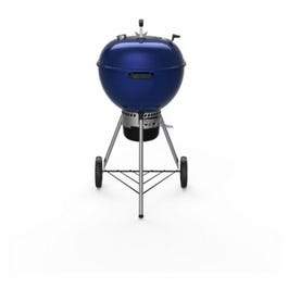 Master Touch Charcoal Grill w/ Hinged BBQ Grate, Blue, 22-In.