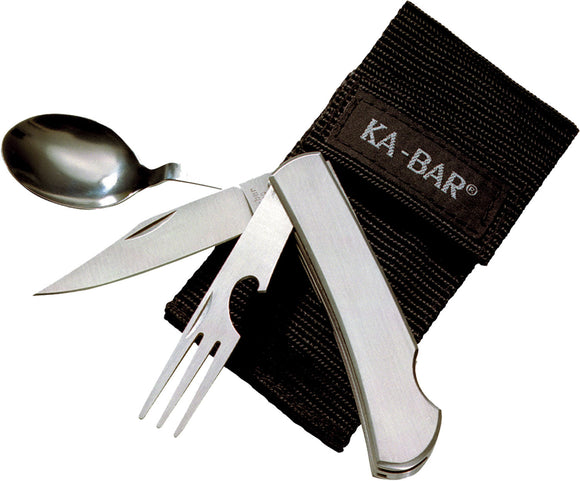 Ka-Bar 1301 Hobo 3-in-1 Utensil Kit Knife/Spoon/Fork W/Carrying Case