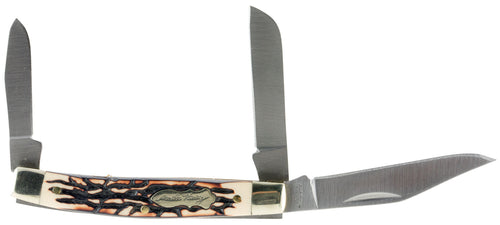 Uncle Henry 834UH Rancher  2.50 Clip Point/Sheepsfoot/Spey Plain Staglon With Nickel Silver Bolsters Handle Folding
