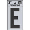 Address Letters, E, Reflective Black/Silver Vinyl, Adhesive, 2-In.