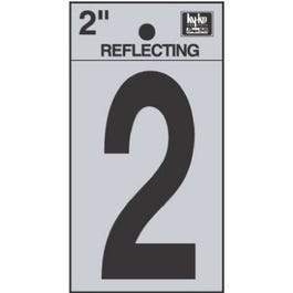 Address Numbers, 2, Reflective Black/Silver Vinyl, Adhesive, 1-In.