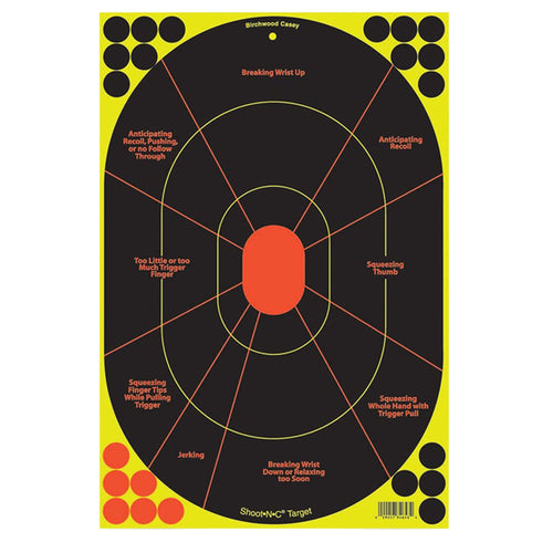 Birchwood Casey 34655 Shoot-N-C Handgun Trainer Self-Adhesive Paper 12 x 18 Silhouette Yellow Target Paper w/Black Target & Red Accents 5 Per Pack