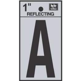 Address Letters, A, Reflective Black/Silver Vinyl, Adhesive, 1-In.