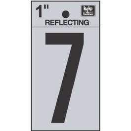 Address Numbers, 7, Reflective Black/Silver Vinyl, Adhesive, 1-In.