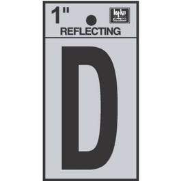 Address Letters, D, Reflective Black/Silver Vinyl, Adhesive, 1-In.